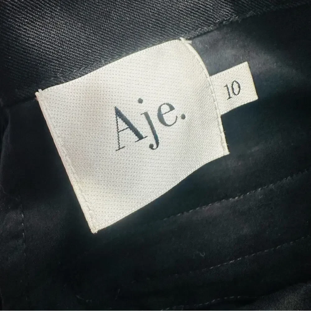 Aje Trousers Pants Cropped Ankle Black Wool Minimalist Work Academia 6 Small